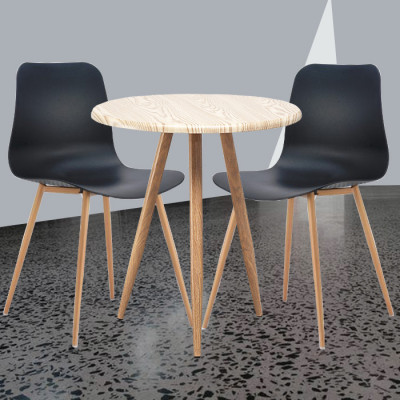 Bàn cafe - fastfood màu tự nhiên TE1512-06 bàn tiếp khách gỗ MDF Melamin chân thép sơn giả gỗ thiết kế 3 chân rất chắc chắn