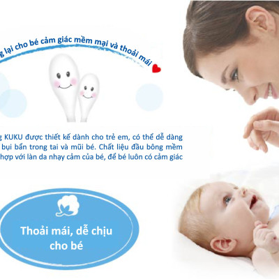 TĂM BÔNG VỆ SINH CHO BÉ KUKU KU1105 - 200 CÁI ( ĐẦU TRÒN )