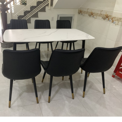 Bàn ăn mặt đá phiến ceramic kèm ghế Loft