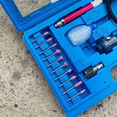 Bộ máy mài hơi dạng bút mini cầm tay, với 10 đầu đá mài, Bộ máy mài dạng bút