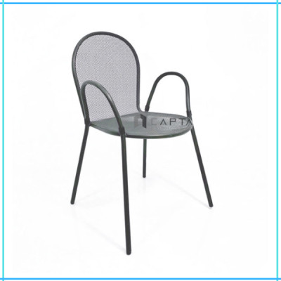 Bộ bàn tròn sân vườn chân chụm sắt 2 ghế tựa lưng có tay vịn ngoài trời nhập khẩu SL TE2027-65T / CC2026-T