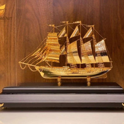 Mô hìnnh thuyền mạ vàng MT Gold Art(305 x 118x 225 mm) M03- Hàng chính hãng, quà tặng dành cho sếp, khách hàng, đối tác