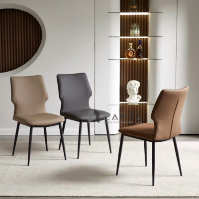 Ghế phòng ăn bọc nệm simili tone màu trầm đơn giản đẹp dành cho căn hộ LUX 32A-P tại HCM