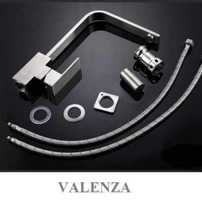 Combo chậu rửa chén bát 1 hố lớn Valenza 7846 inox sus304 chuẩn 100% kèm vòi rửa bát dáng Vuông Valenza sus304, bộ xả to ngăn mùi, khay inox kín-TẶNG BÌNH NƯỚC RỬA CHÉN