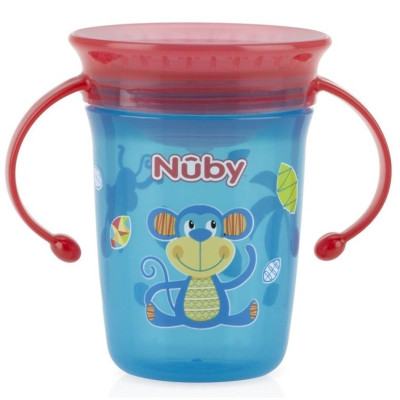 [ 10410-Nuby ] Ca tập uống nước 360 độ chống tràn, loại 2 tay cầm, 240ml