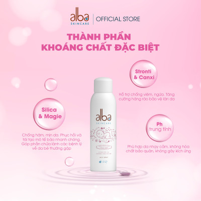 Xịt Khoáng BABY ALBA Chống Hăm Khô Rôm Sảy Giúp Da Bé Mịn Màng 150ML