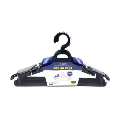 Set 10 cái Móc áo đầm vuông Hara 180 Bằng Nhựa Cao Cấp Inochi Nhật Bản (407 x 80 x 220 mm) - Giao Màu Ngẫu Nhiên