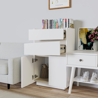 [Happy Home Furniture] VIGGO, Tủ đựng đồ 2 ngăn kéo - 2 cửa mở, 52cm x 32cm x 82cm ( DxRxC), THK_163