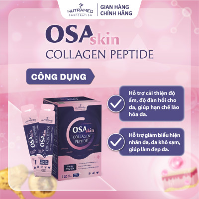 Gói uống Osaskin Collagen Peptide hỗ trợ tăng độ đàn hồi, làm đẹp da, chống lão hoá - Nutramed