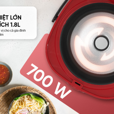NỒI CƠM ĐIỆN 1.8L SUNHOUSE SHD8611R (700W) - Hàng chính hãng
