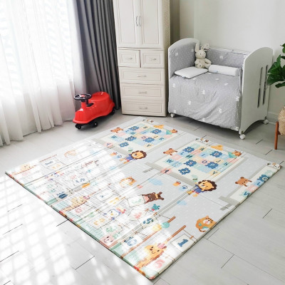 Thảm gấp gọn chống thấm 2 mặt Umoo chính hãng kích thước 180x200cm dày 1.5cm mẫu Chữ số