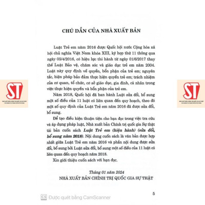 Sách - Luật Trẻ Em (Hiện Hành) (Sửa Đổi, Bổ Sung Năm 2018) - NXB Chính Trị Quốc Gia