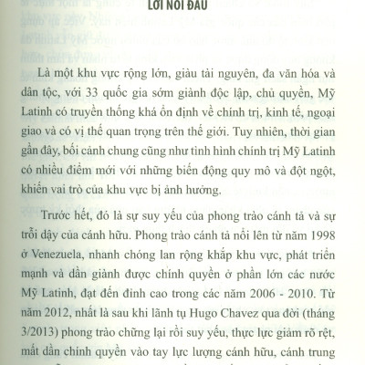Một Số Vấn Đề Chính Trị Nổi Bật Của Khu Vực Mỹ Latinh Hiện Nay (Sách chuyên khảo)