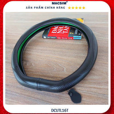Bọc vô lăng cao cấp Macsim dành cho Vinfast E34, VF3, VF5, VF8, VF9 mã DCUT L16T-2 chất liệu da thật lõi cao su non - Khâu tay 100%