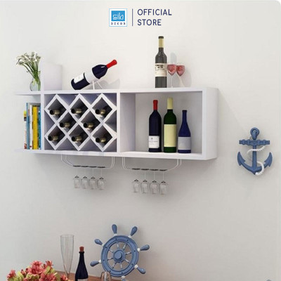 Kệ Rượu Treo Tường Kèm 02 Giá Treo Ly Inox
