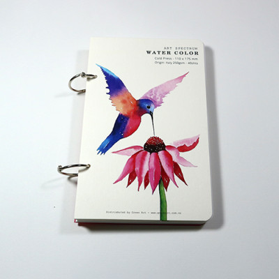 Giấy vẽ màu nước giấy lên màu đẹp tự nhiên, giấy vân nhẹ 40 tờ bo góc khổ (11 x 17.5) cm NA393 Green Art - Hàng chính hãng