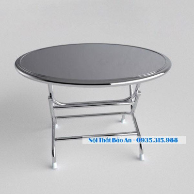 Bàn tròn inox 201 rộng 1m2 chân cao Bảo An chống gỉ , hàng loại 1 bao chất lượng, miễn phí vận chuyển