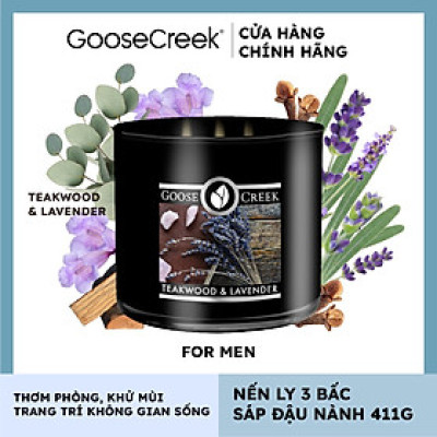 Nến ly 3 bấc sáp đậu nành For Men Goose Creek (411g) - Teakwood & Lavender
