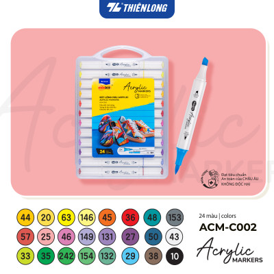 Bút sơn/ Bút lông 12/24/36 màu - Acrylic Markers 2 đầu ngòi ThiênLong Colokit - Màu sắc tươi sáng Trang trí đa chất liệu