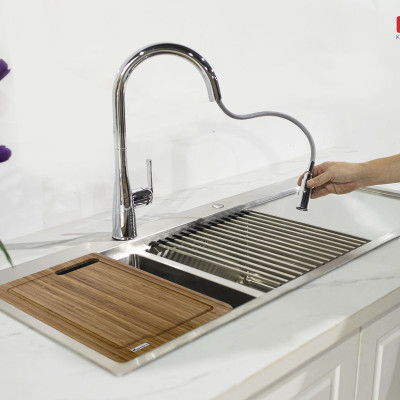 Vòi rửa bát rút dây Konox, Granite Series, Model Curva, 3 màu, Hàng chính hãng