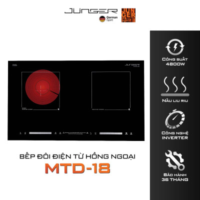 Bếp đôi điện từ hồng ngoại JUNGER MTD-18 3400W Không kén nồi Hàng Chính Hãng Bảo Hành 36 Tháng