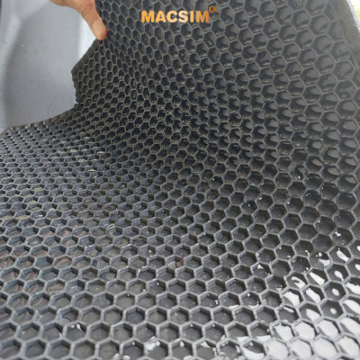 Thảm 2 lớp (sd3) dạng lưới lục giác Kia Sorento 2014-2020 (ghi) bề mặt cao su siêu sạch nhãn hiệu Macsim