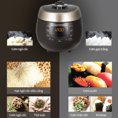 Nồi cơm điện tử áp suất Cuckoo 1.08 lít CRP-R0600F màu đen - Bản Quốc Tế tiếng Anh - Hàng chính hãng