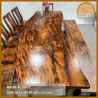 [KL20577] Bàn Ăn Gỗ Me Tây Siêu Vân Độc Đáo