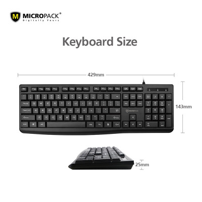 Bàn Phím Có Dây MicroPack OFFICE LITE 2 K-206 Với 12 Phím Đa Phương Tiện Tương Thích HĐH Windows/ MacOs Hàng Chính Hãng