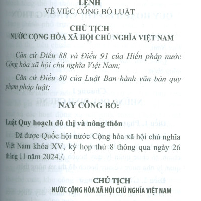 Luật Quy Hoạch Đô Thị Và Nông Thôn Năm 2024