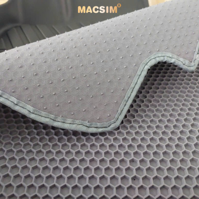 Thảm 2 lớp (sd3) dạng lưới lục giác cho Mitsubishi Xpander 2020-2025 (màu ghi) bề mặt cao su siêu sạch nhãn hiệu Macsim