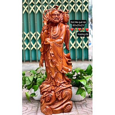 Tượng đạt ma sư tổ bằng gỗ hương đá liền khối kt cao 80cm