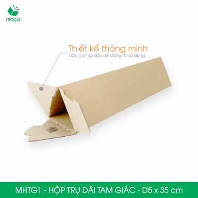 MHTG1 - D5x35 cm - 60 Hộp trụ dài tam giác thay thế ống giấy - Hộp carton đóng gói hàng