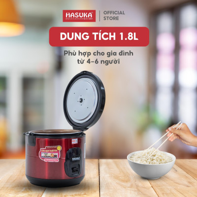Nồi cơm điện HASUKA HSK 823 dung tích 1.8L, công suất 900W, lòng niêu dầy phủ chống dính ceramic, chống xước siêu bền - Hàng chính hãng