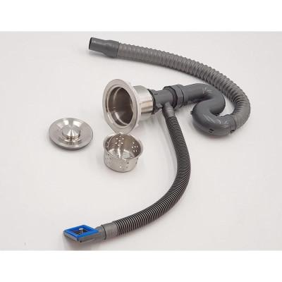 Bộ xả chậu rửa chén 1 hộc, kèm rốn xả Inox 110mm Eurolife EL-BXC 03 (Xám)