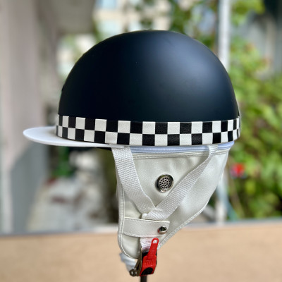 Nón bảo hiểm xe máy 1/2 Rona Bosozoku Plus có ốp tai da phong cách Retro cho nam và nữ