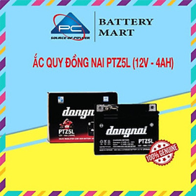 Ắc quy Đồng Nai PTZ5L 12V-4Ah Wave RS Rsx Rsv S, Nouvo456, Airblade110, Hayate X-Bike SKY Exciter Luvias Cub