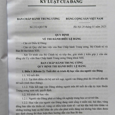 Sách Hướng dẫn thực hiện Công Tác Kiểm Tra, Giám Sát và Kỷ Luật Của Đảng đối với Các Tổ Chức Đảng và Đảng Viên (V2566T)