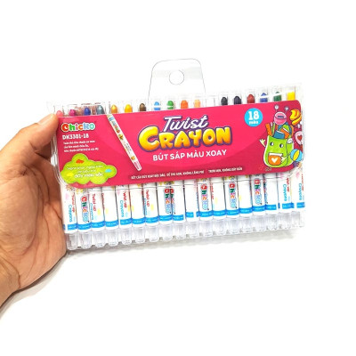 Bút Sáp Màu Xoay - 18 Màu DK 3301-18 (Túi Nhựa PVC)