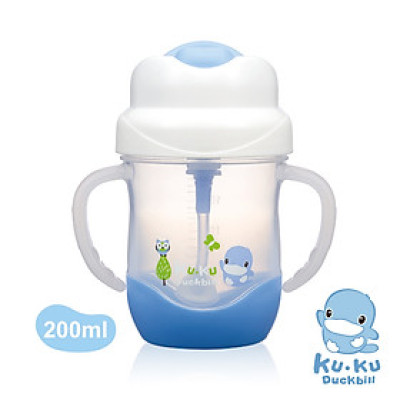 BÌNH UỐNG NƯỚC ỐNG HÚT CÓ TAY CẦM 200ML BẰNG NHỰA PP KUKU - KU5472