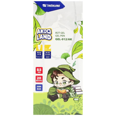 Hộp 20 Bút Gel 0.5 mm - Nhân Vật Akooland Tahi - Thiên Long Gel-012/AK - Mực Xanh