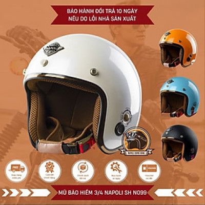 Mũ Bảo Hiểm 3/4 Napoli [CHÍNH HÃNG][FREESHIP] - Nón Bảo Hiểm Napoli SH N099 - Đủ Màu - Viền Đồng