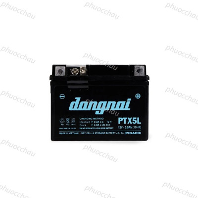 Ắc quy Đồng Nai PTX5L 12V-3.5Ah Wave RS Rsx Rsv S, Nouvo456, Airblade110, Hayate X-Bike SKY Exciter Luvias Cub