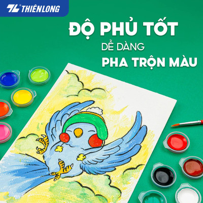 Màu nước Thiên Long 12 màu kèm khay, bút WACO-C07
