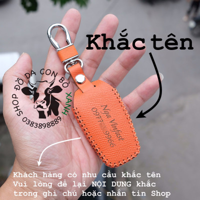 Bao da chìa khoá Vinfast VF5 xe điện VF 5 handmade da thật 004