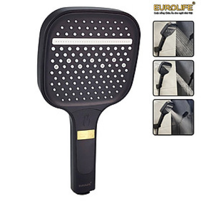 Bộ tay dây sen 3 chức năng chảy, nhựa ABS mạ đen Eurolife EL-128SH-D