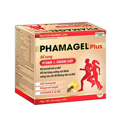 PHAMAGEL Plus Bổ sung Vitamin & Khoáng chất giúp bồi bổ cơ thể nâng cao sức đề kháng Hộp 100 viên