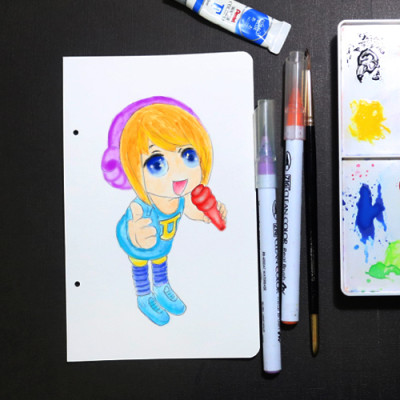 Giấy vẽ màu nước giấy lên màu đẹp tự nhiên, giấy vân nhẹ 40 tờ bo góc khổ (11 x 17.5) cm NA393 Green Art - Hàng chính hãng