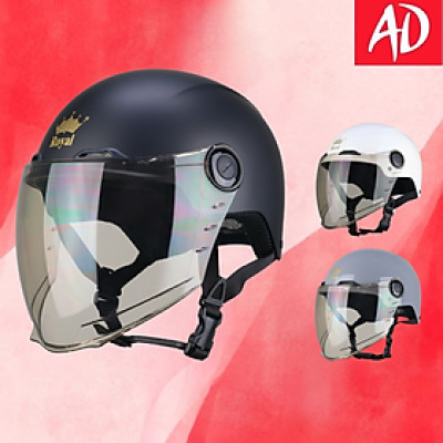 Mũ bảo hiểm nửa đầu Royal M555 có kính dài màu trà hạn chế chói nắng dành cho nam nữ đi xe máy