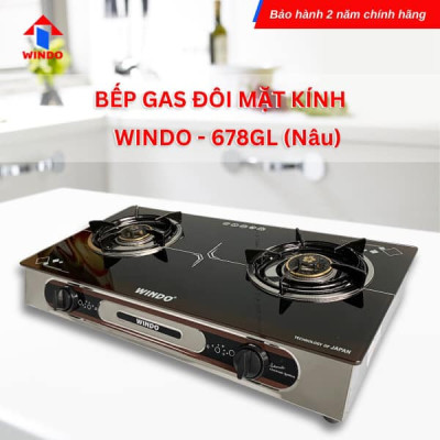 BẾP GAS ĐÔI MẶT KÍNH CAO CẤP WINDO - 678GL- Hàng Chính Hãng